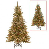 5 ft. PowerConnect Frosted Mountain Fir Artificial Christmas Slim Tree with Dual Color LED Lights