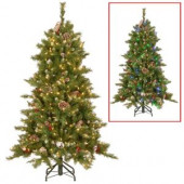5 ft. PowerConnect Snowy Berry Artificial Christmas Tree with Dual Color LED Lights
