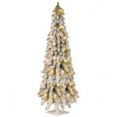 6 ft. Artificial Christmas Snowy Downswept Forestree with Clear Lights
