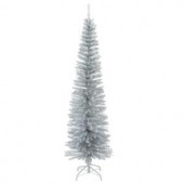 6.5 ft. Decorator’s Slim Silver Tinsel Artificial Christmas Tree