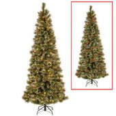 6.5 ft. PowerConnect Glittering Pine Artificial Christmas Slim Tree with Dual Color LED Lights