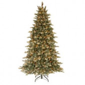 7-1/2 ft. Copenhagen Spruce Hinged Artificial Christmas Tree with 40 Flocked Cones and 750 Clear Lights
