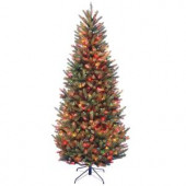 7-1/2 ft. Natural Fraser Slim Fir Hinged Artificial Christmas Tree with 600 Multicolor Lights