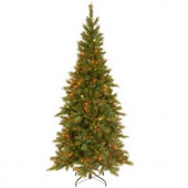 7-1/2 ft. Tiffany Slim Fir Hinged Artificial Christmas Tree with 550 Multicolor Lights-UL