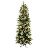 7-1/2 ft. Wintry Pine Slim Hinged Artificial Christmas Tree with 400 Clear Lights