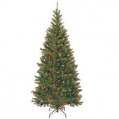 7 ft. Aspen Spruce Hinged Artificial Christmas Tree with 400 Multicolor Lights