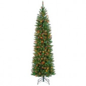 7 ft. Kingswood Fir Pencil Artificial Christmas Tree with Multicolor Lights