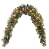 72 in. Glittery Bristle Pine Mantel Swag with Clear Lights
