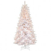 7.5 ft. Dunhill White Iridescent Artificial Christmas Slim Fir Tree with Clear Lights