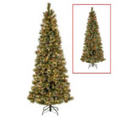 7.5 ft. PowerConnect Glittering Pine Artificial Christmas Slim Tree with Dual Color LED Lights