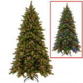 7.5 ft. PowerConnect Snowy Berry Artificial Christmas Tree with Dual Color LED Lights