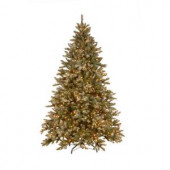 7.5 ft. Pre-Lit Snowy Pine Artificial Christmas Tree with Clear Lights and Pine Cones