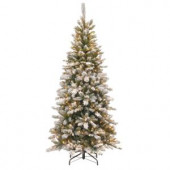 7.5 ft. Snowy Mountain Pine Slim Pine Artificial Christmas Tree with Clear Lights