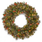 Crestwood Spruce 30 in. Artificial Wreath with Battery Operated Warm White LED Lights