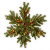 Decorative Collection Berry Leaf 32 in. Artificial Snowflake with Battery Operated Warm White LED Lights