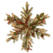 Decorative Collection Eucalyptus 32 in. Artificial Snowflake with Clear Lights
