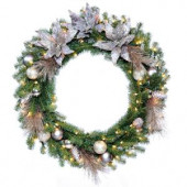 Decorative Collection Metallic 30 in. Artificial Wreath with Clear Lights