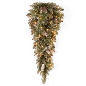 Glittery Bristle 36 in. Pine Teardrop with Battery Operated Warm White LED Lights
