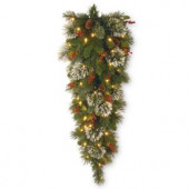 Wintry Pine 48 in. Teardrop with Battery Operated Warm White LED Lights