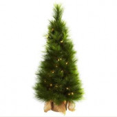 3 ft. Artifiicial Christmas Tree with Burlap Bag and Clear Lights