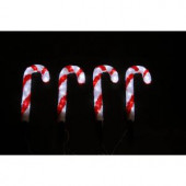 14 in. 80-Light White LED Decorative Candy Cane (Set of 4)