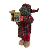15 in. African American Pajama Claus with Teddy Bear