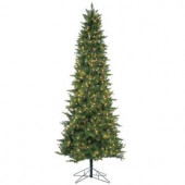9 ft. Pre-Lit Natural Cut Salem Spruce Artificial Christmas Tree with Power Pole and Clear Lights